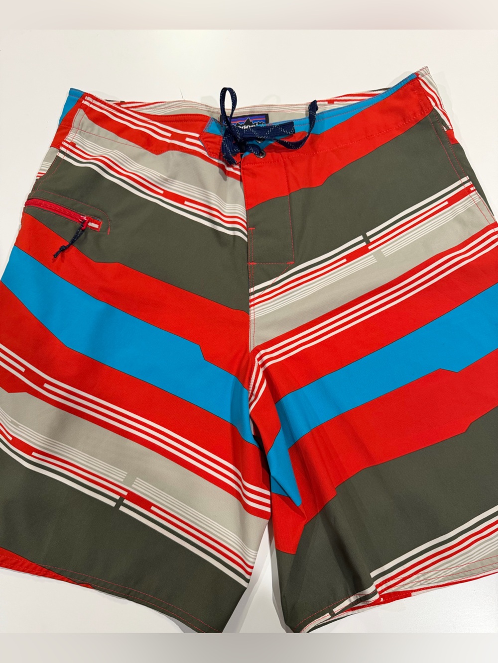 Lululemon Men's Red & Blue Striped Swim Trunks